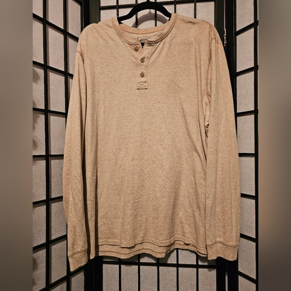 Eddie Bauer Other - Eddie Bauer Beige Henley Shirt Size Large